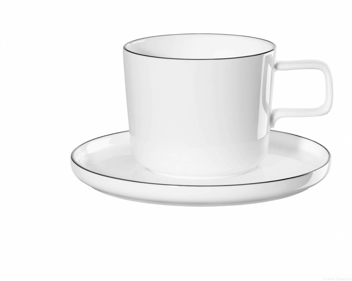 Asa Selection Coco Ligne noir - Kaffeetasse mit Unterteller