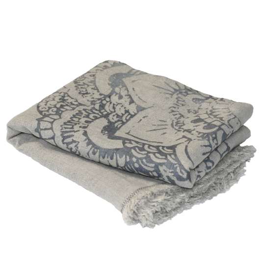 FROHSTOFF -Plaid Leinen Ornament Pastellanthrazit PL 100
