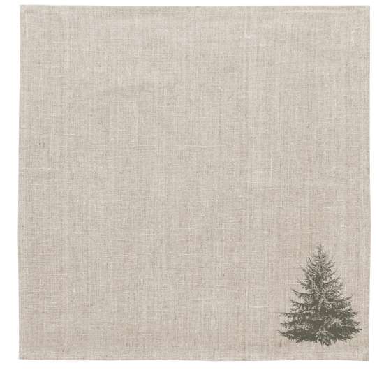 Frohstoff - winterliche Motive aus der Natur: Serviette Leinen Tanne, olivgrau